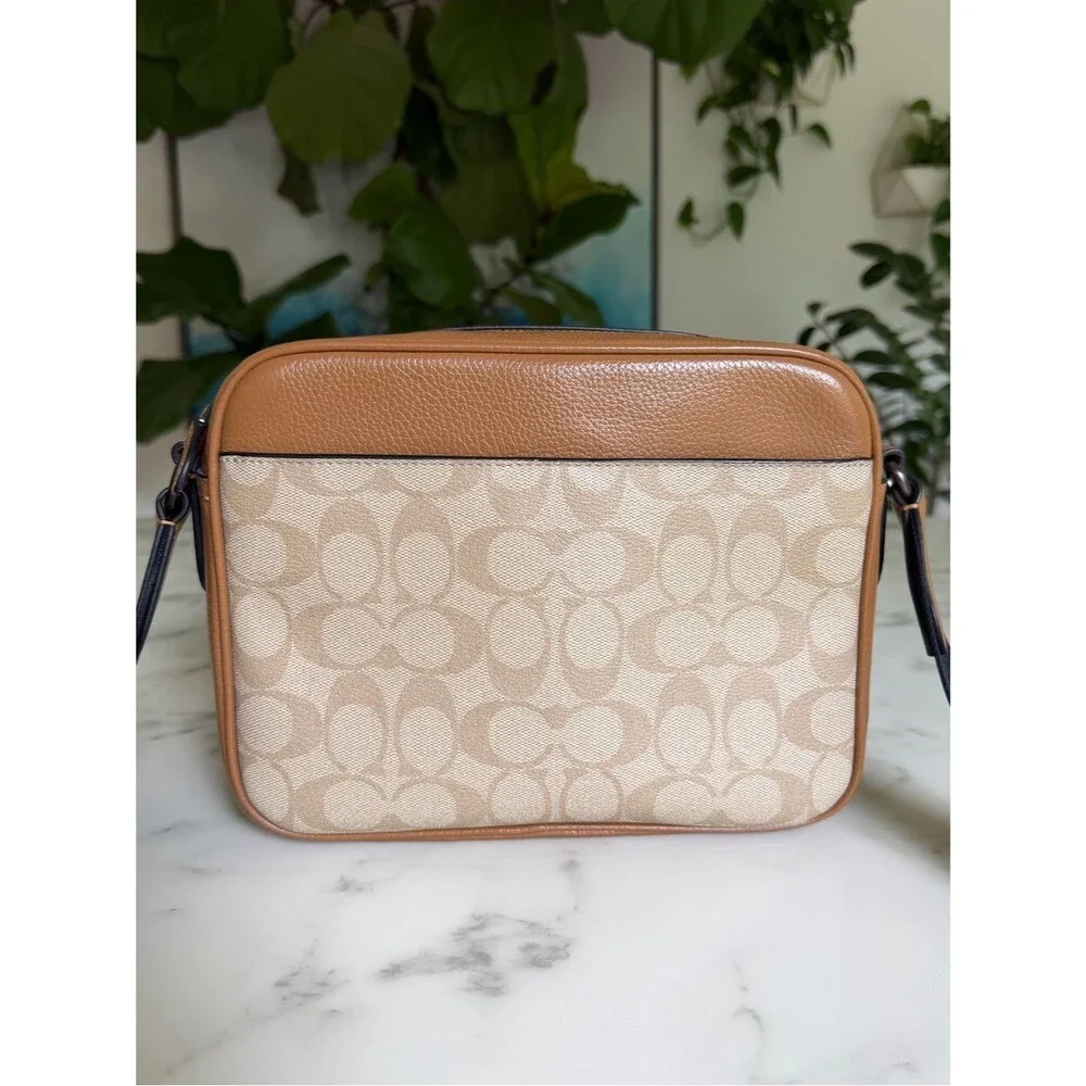Coach Hudson Crossbody Bag In Colorblock Signature Canvas CR339 Light Saddle Tan